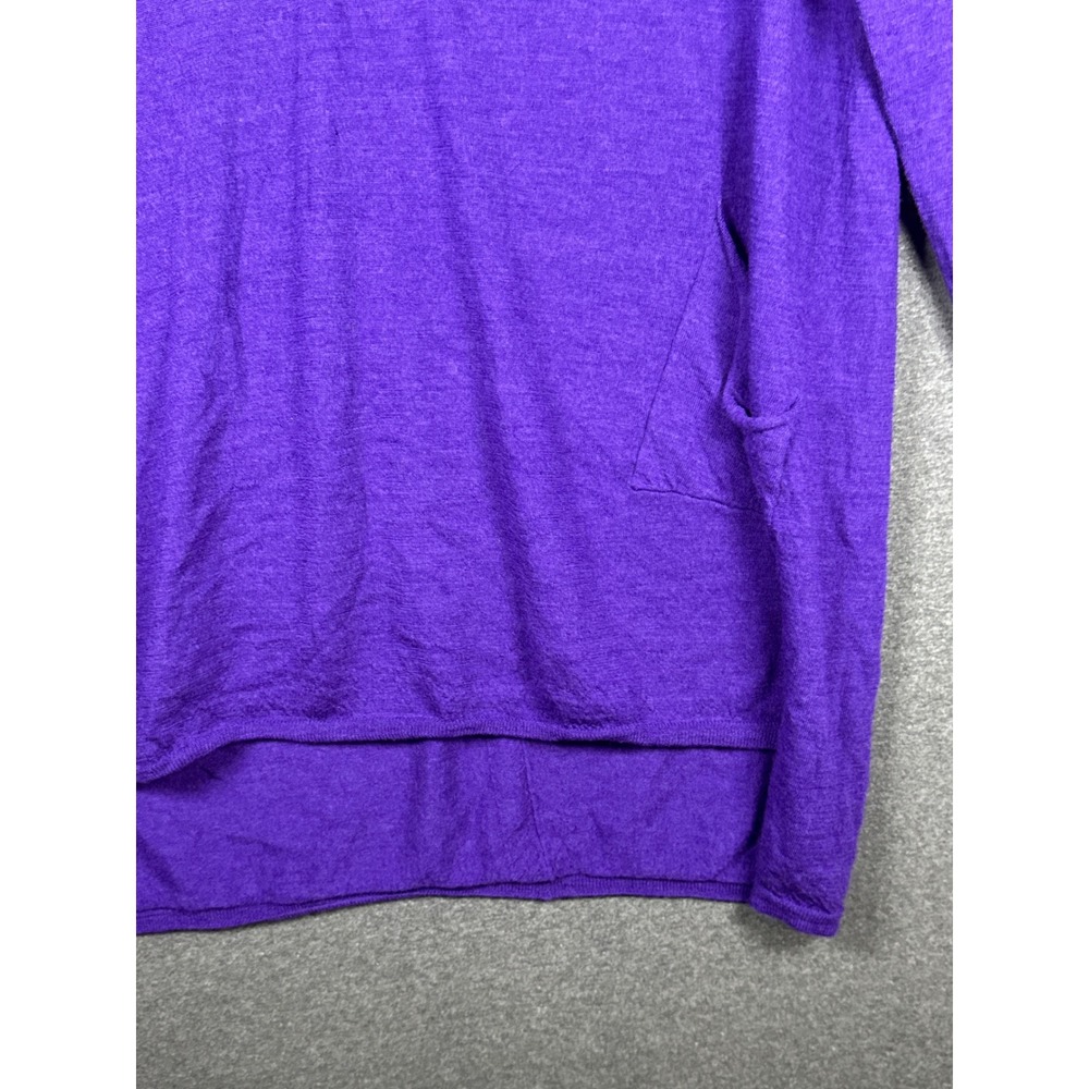 Eileen Fisher Merino Wool V-Neck Tunic Sweater Purple Pockets M minimalist chic - Picture 3 of 9
